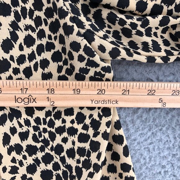 MINKPINK Blazer Women Medium Beige Animal Cheetah Print Open Front Office Career - Picture 8 of 10